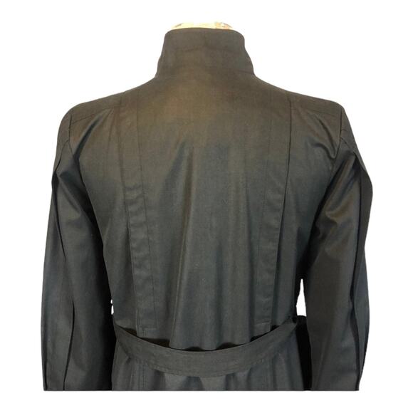 Vintage Concept black double breasted stand collar belted trench coat size large - Picture 6 of 12